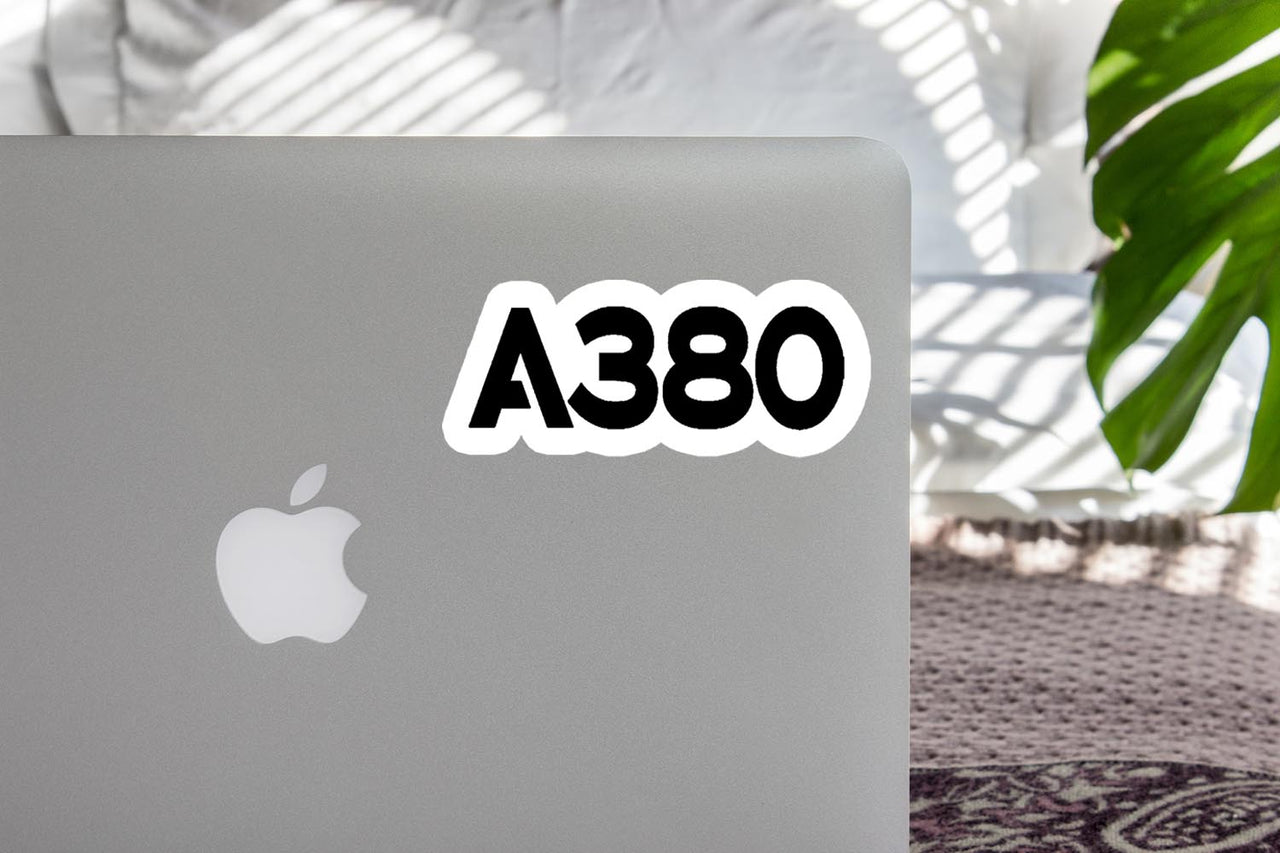 A380 Flat Text Designed Stickers