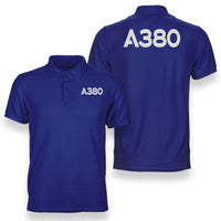 Thumbnail for A380 Flat Text Designed Double Side Polo T-Shirts