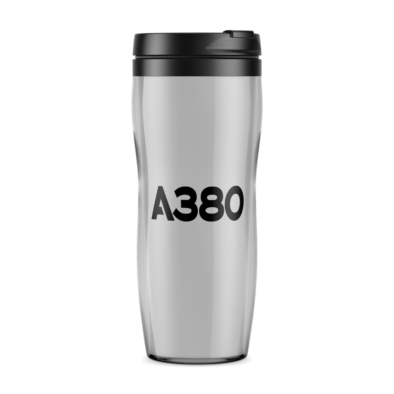 A380 Flat Text Designed Travel Mugs