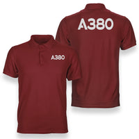 Thumbnail for A380 Flat Text Designed Double Side Polo T-Shirts