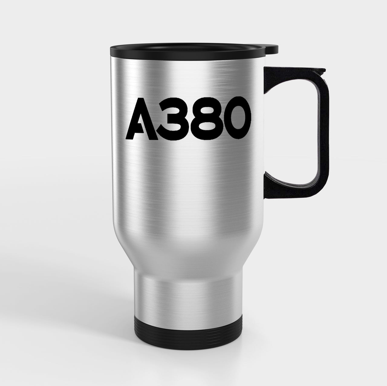 A380 Flat Text Designed Travel Mugs (With Holder)