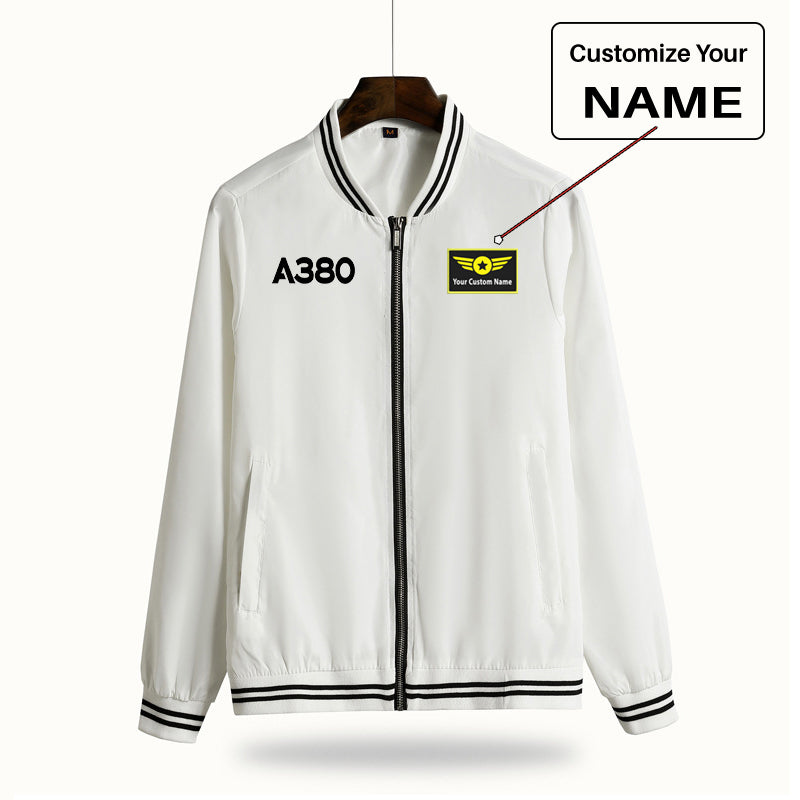 A380 Flat Text Designed Thin Spring Jackets