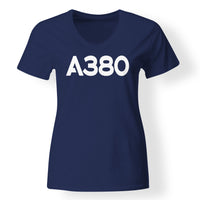 Thumbnail for A380 Flat Text Designed V-Neck T-Shirts