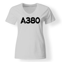 Thumbnail for A380 Flat Text Designed V-Neck T-Shirts