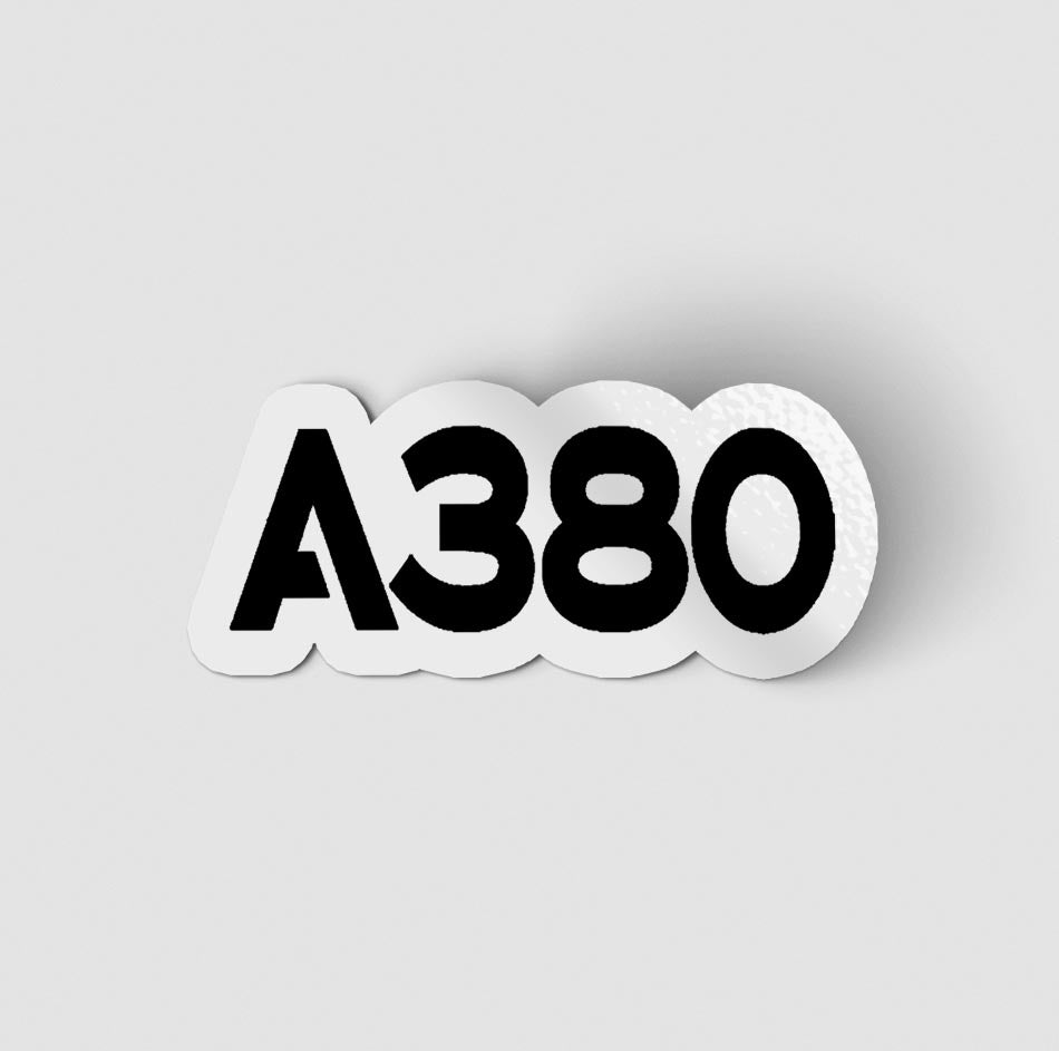A380 Flat Text Designed Stickers