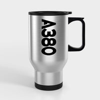 Thumbnail for A380 Text Side Designed Travel Mugs (With Holder)