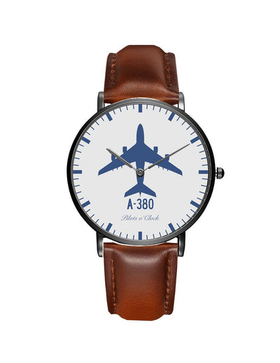 Airbus A380 aviation-themed slim watch, polished stainless steel.