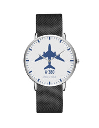 Thumbnail for Airbus A380 Stainless Steel Strap Watches Pilot Eyes Store Silver & Black Stainless Steel Strap 