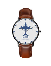 Thumbnail for Airbus A400M Leather Strap Watches Pilot Eyes Store Black & Brown Leather Strap 