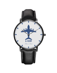 Thumbnail for Airbus A400M Leather Strap Watches Pilot Eyes Store Black & Black Leather Strap 