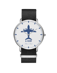 Thumbnail for Airbus A400M Leather Strap Watches Pilot Eyes Store Silver & Black Nylon Strap 