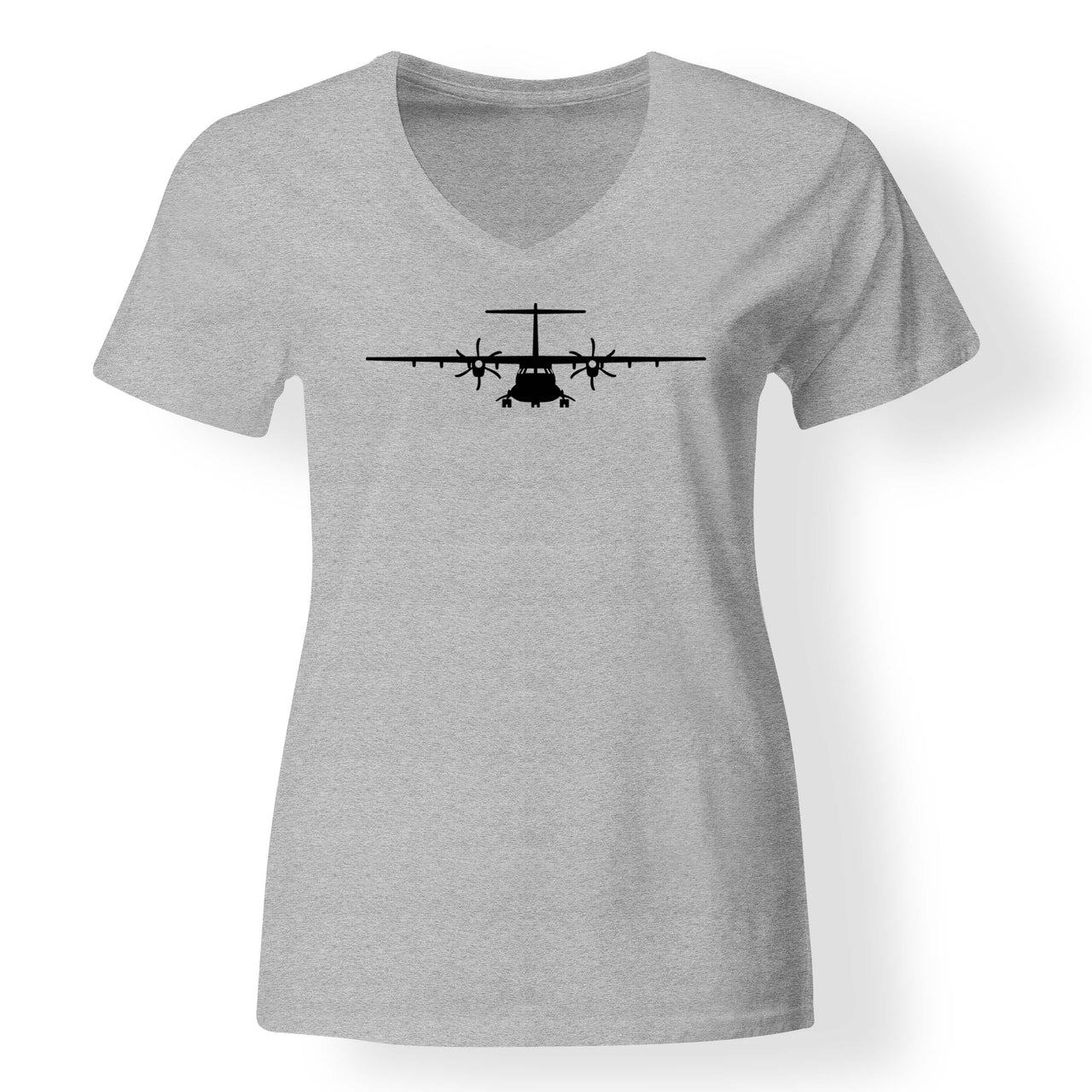 ATR-72 Silhouette Designed V-Neck T-Shirts