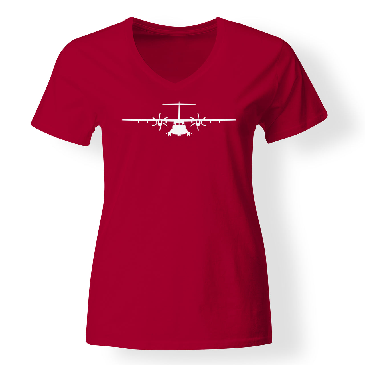 ATR-72 Silhouette Designed V-Neck T-Shirts