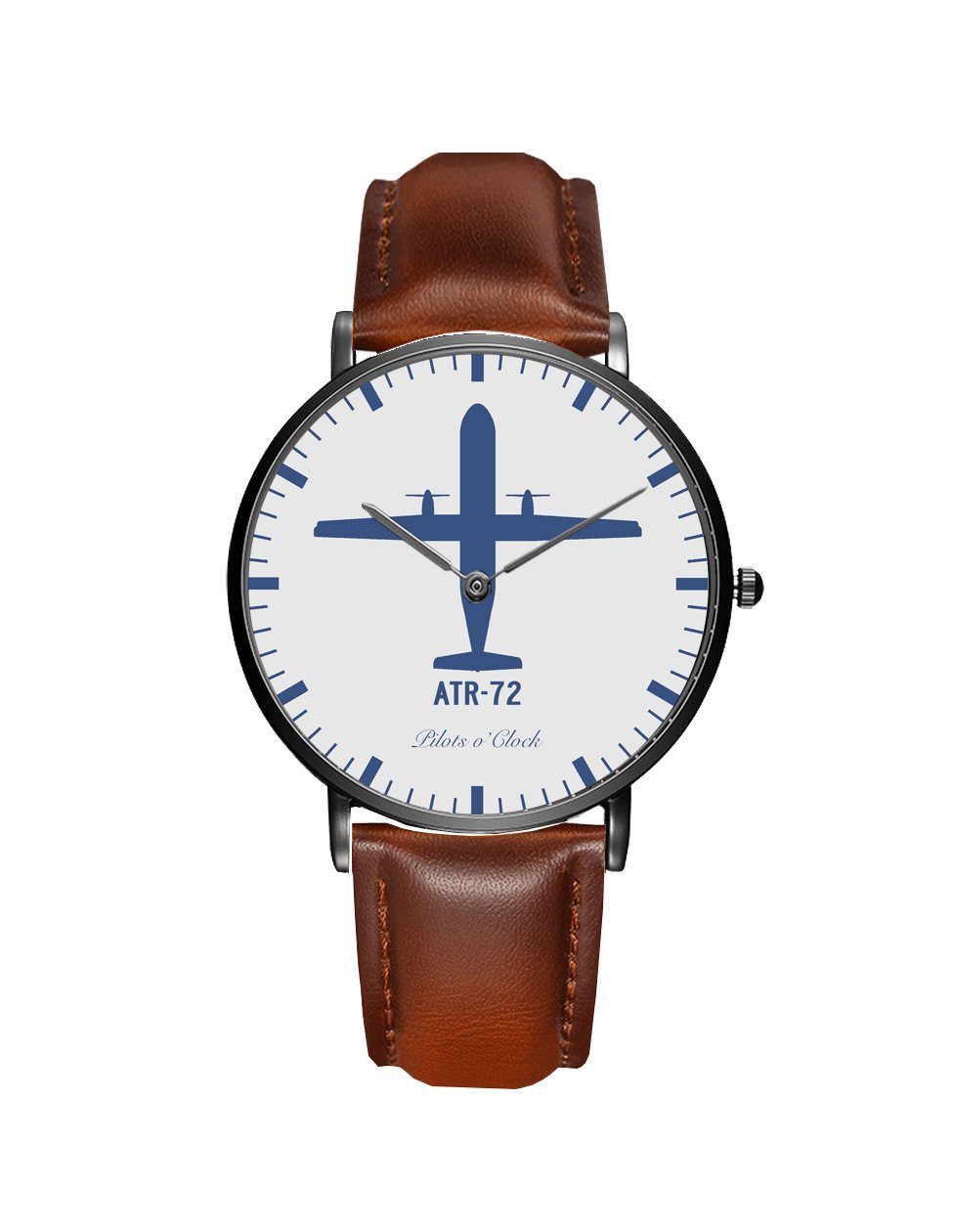 ATR-72 Leather Strap Watches Pilot Eyes Store Black & Brown Leather Strap 