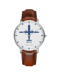 Thumbnail for ATR-72 Leather Strap Watches Pilot Eyes Store Silver & Brown Leather Strap 