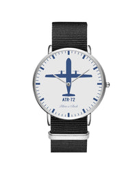 Thumbnail for ATR-72 Leather Strap Watches Pilot Eyes Store Silver & Black Nylon Strap 