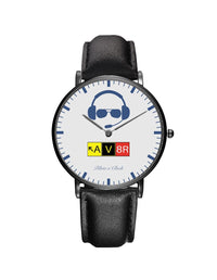 Thumbnail for AV8R Leather Strap Watches Pilot Eyes Store Black & Black Leather Strap 