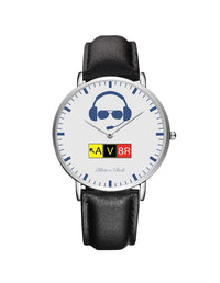 Thumbnail for AV8R Leather Strap Watches Pilot Eyes Store Silver & Black Leather Strap 