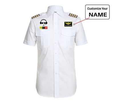 AV8R 2 aviation design printed on crisp poplin cotton pilot uniform shirt.