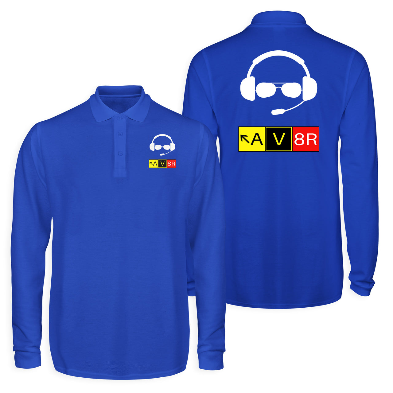 AV8R 2 Designed Long Sleeve Polo T-Shirts (Double-Side)
