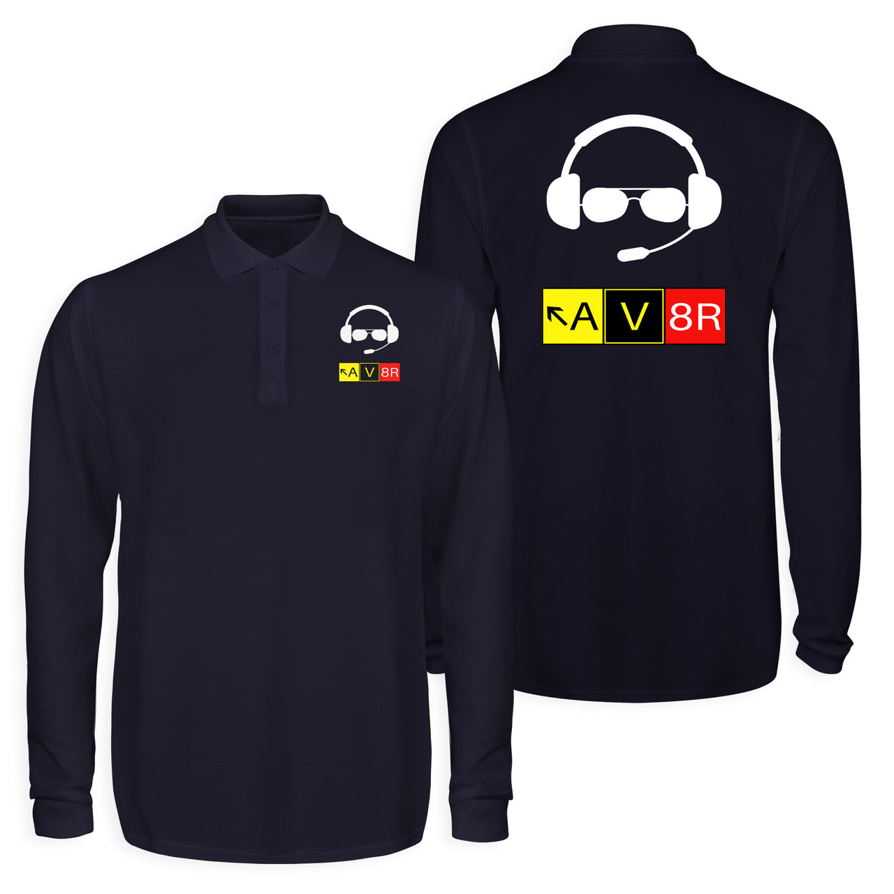 AV8R 2 Designed Long Sleeve Polo T-Shirts (Double-Side)