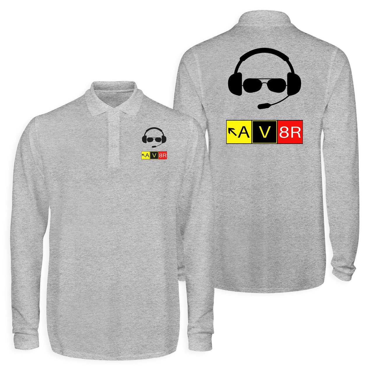 AV8R 2 Designed Long Sleeve Polo T-Shirts (Double-Side)