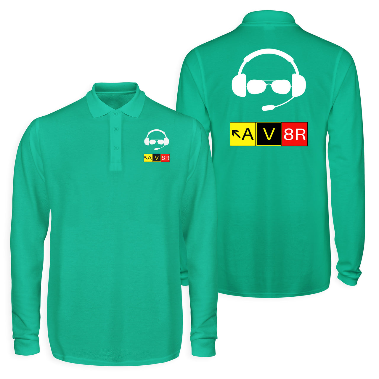 AV8R 2 Designed Long Sleeve Polo T-Shirts (Double-Side)