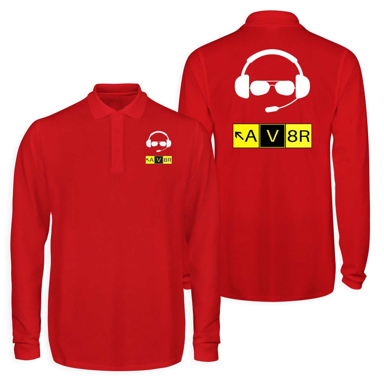 AV8R 2 Designed Long Sleeve Polo T-Shirts (Double-Side)