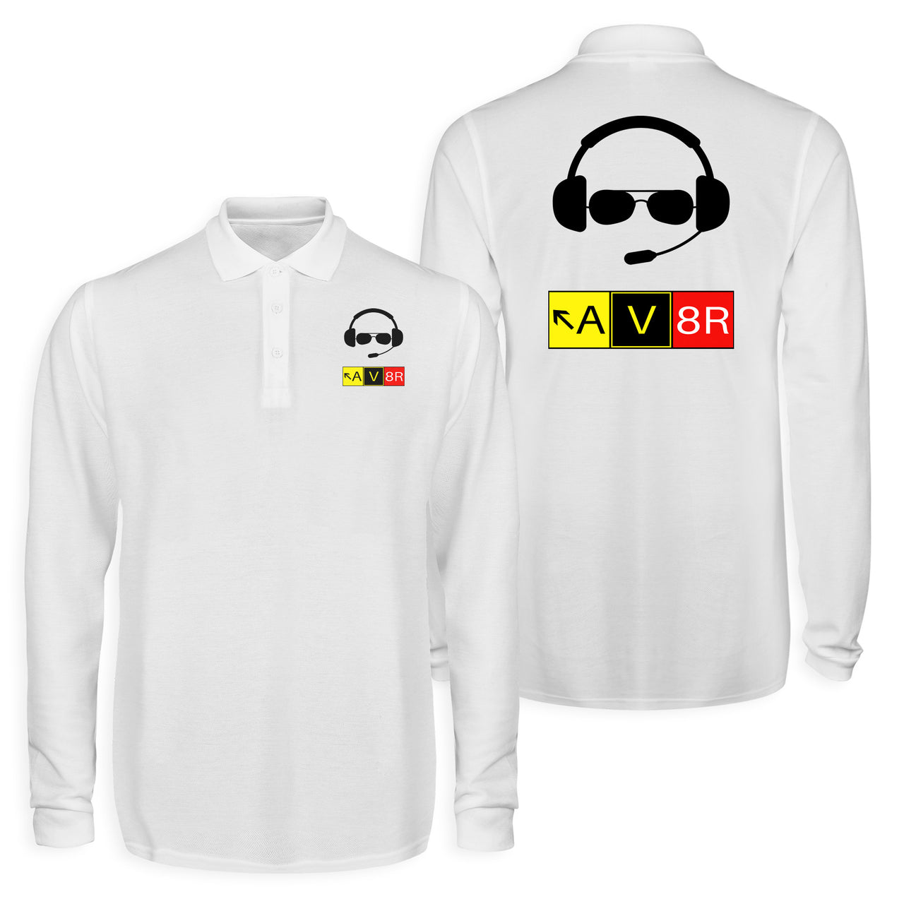 AV8R 2 Designed Long Sleeve Polo T-Shirts (Double-Side)