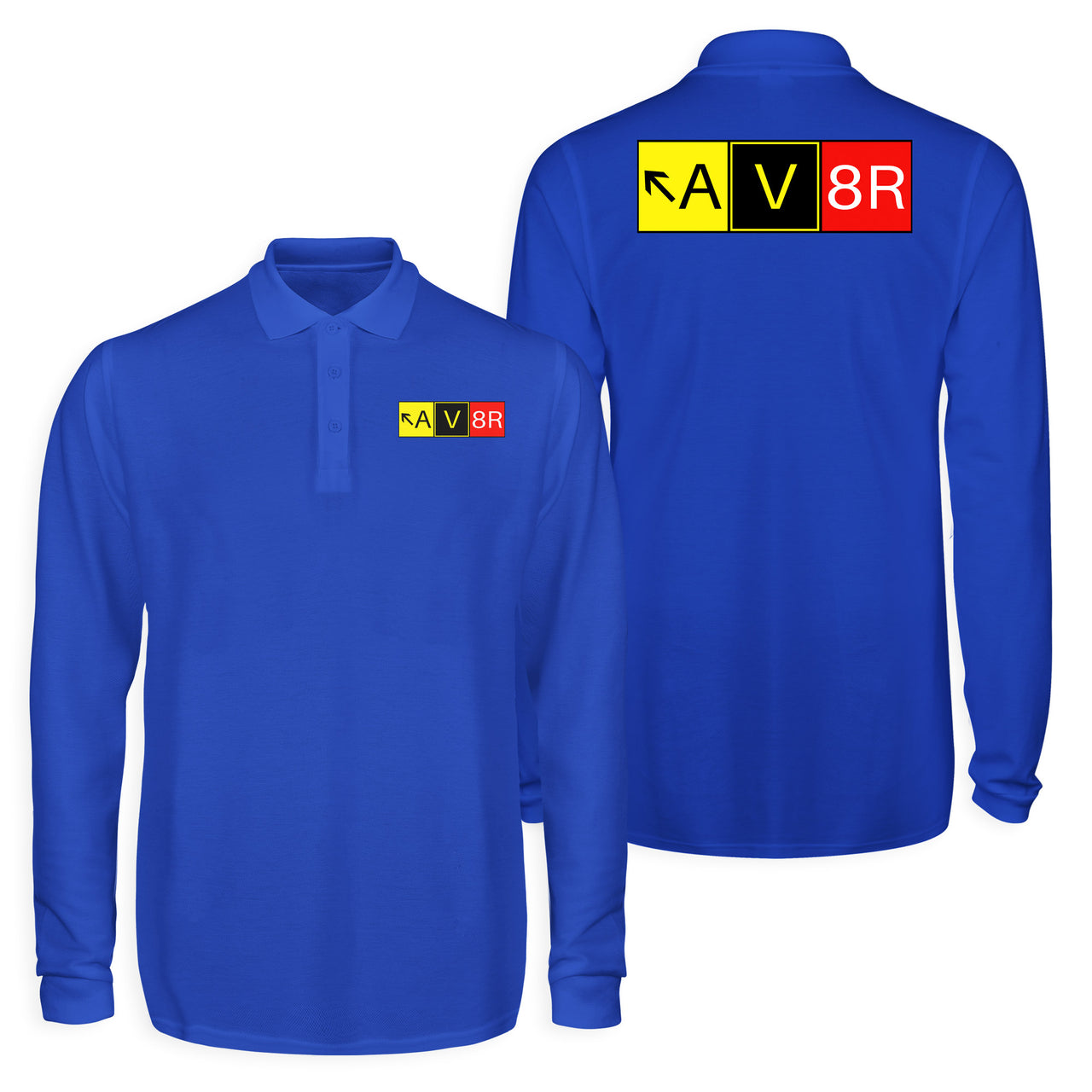 AV8R Designed Long Sleeve Polo T-Shirts (Double-Side)