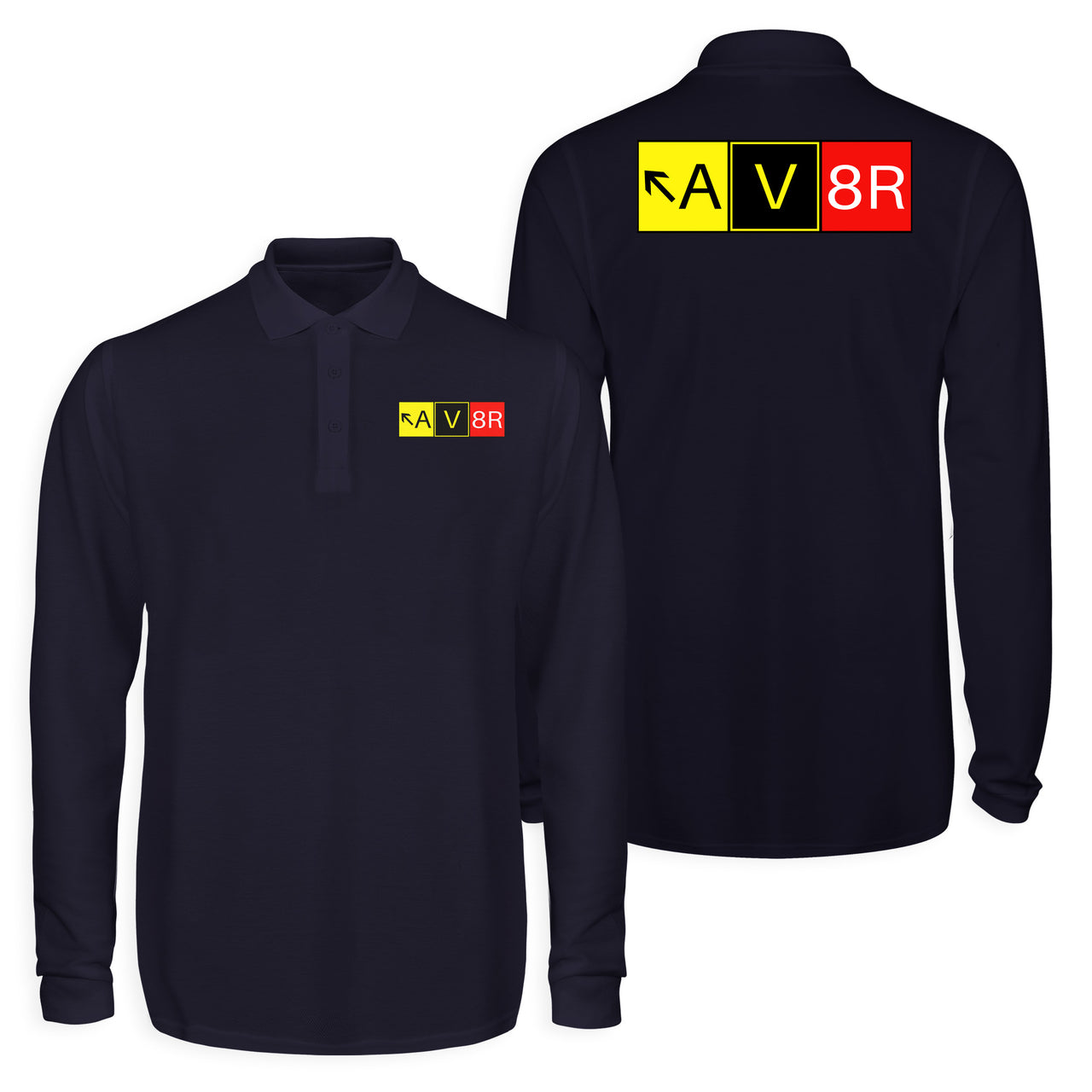 AV8R Designed Long Sleeve Polo T-Shirts (Double-Side)