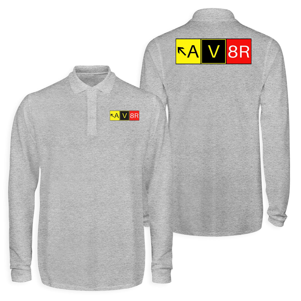 AV8R Designed Long Sleeve Polo T-Shirts (Double-Side)