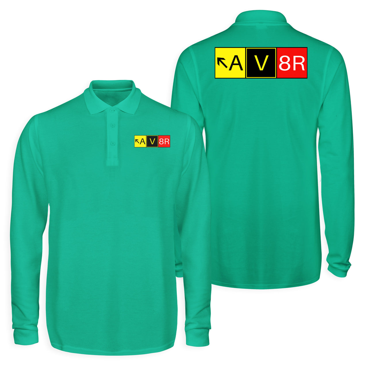 AV8R Designed Long Sleeve Polo T-Shirts (Double-Side)