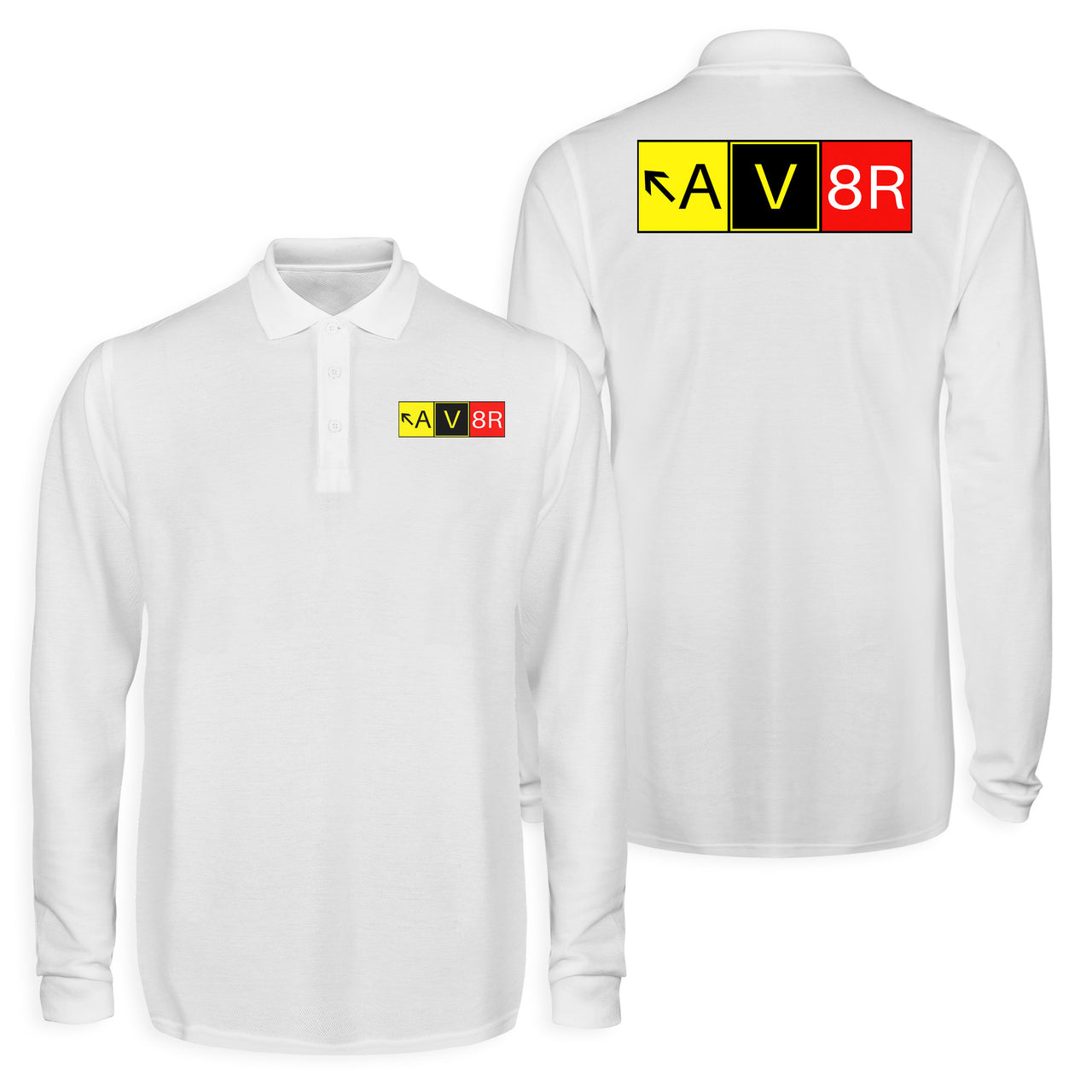 AV8R Designed Long Sleeve Polo T-Shirts (Double-Side)