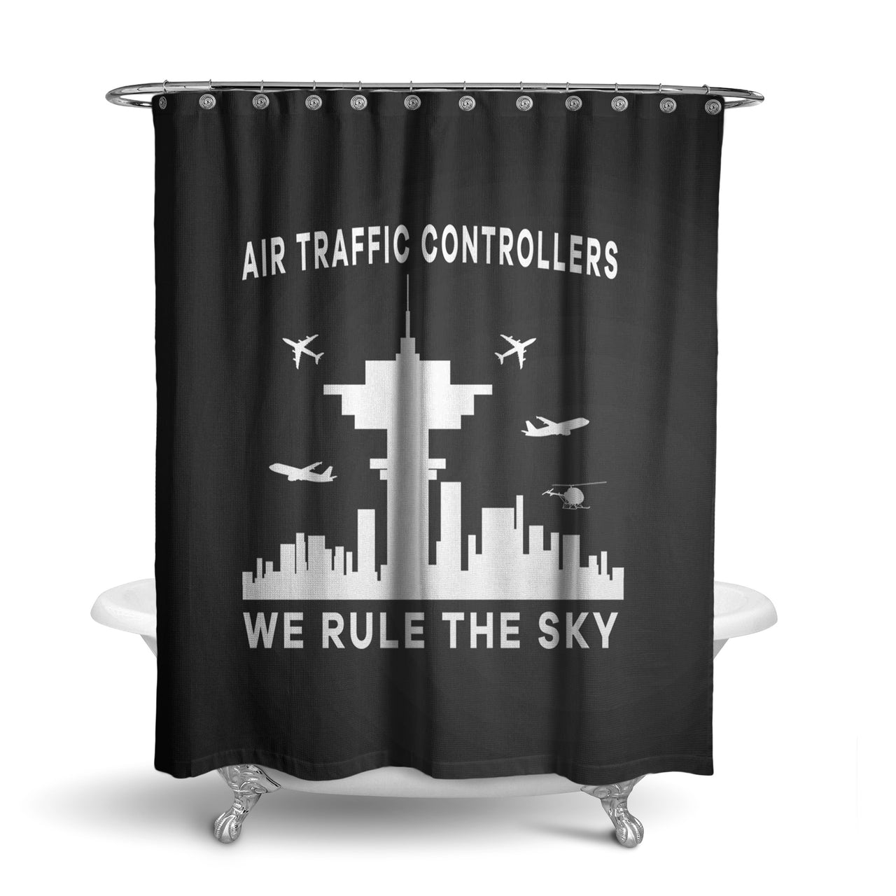 Air Traffic Controllers - We Rule The Sky Designed Shower Curtains