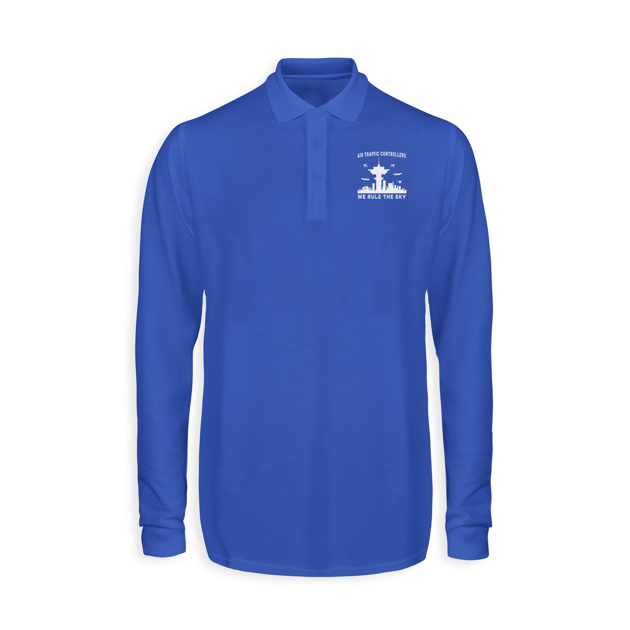 Air Traffic Controllers - We Rule The Sky Designed Long Sleeve Polo T-Shirts