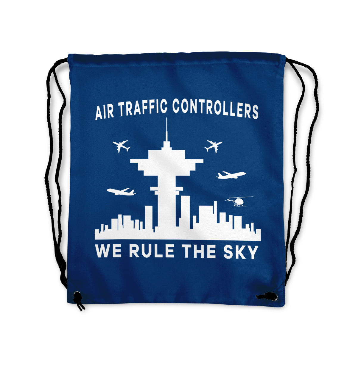 Air Traffic Controllers - We Rule The Sky Designed Drawstring Bags
