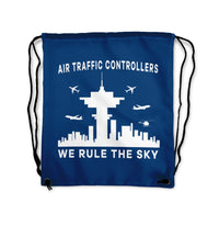 Thumbnail for Air Traffic Controllers - We Rule The Sky Designed Drawstring Bags
