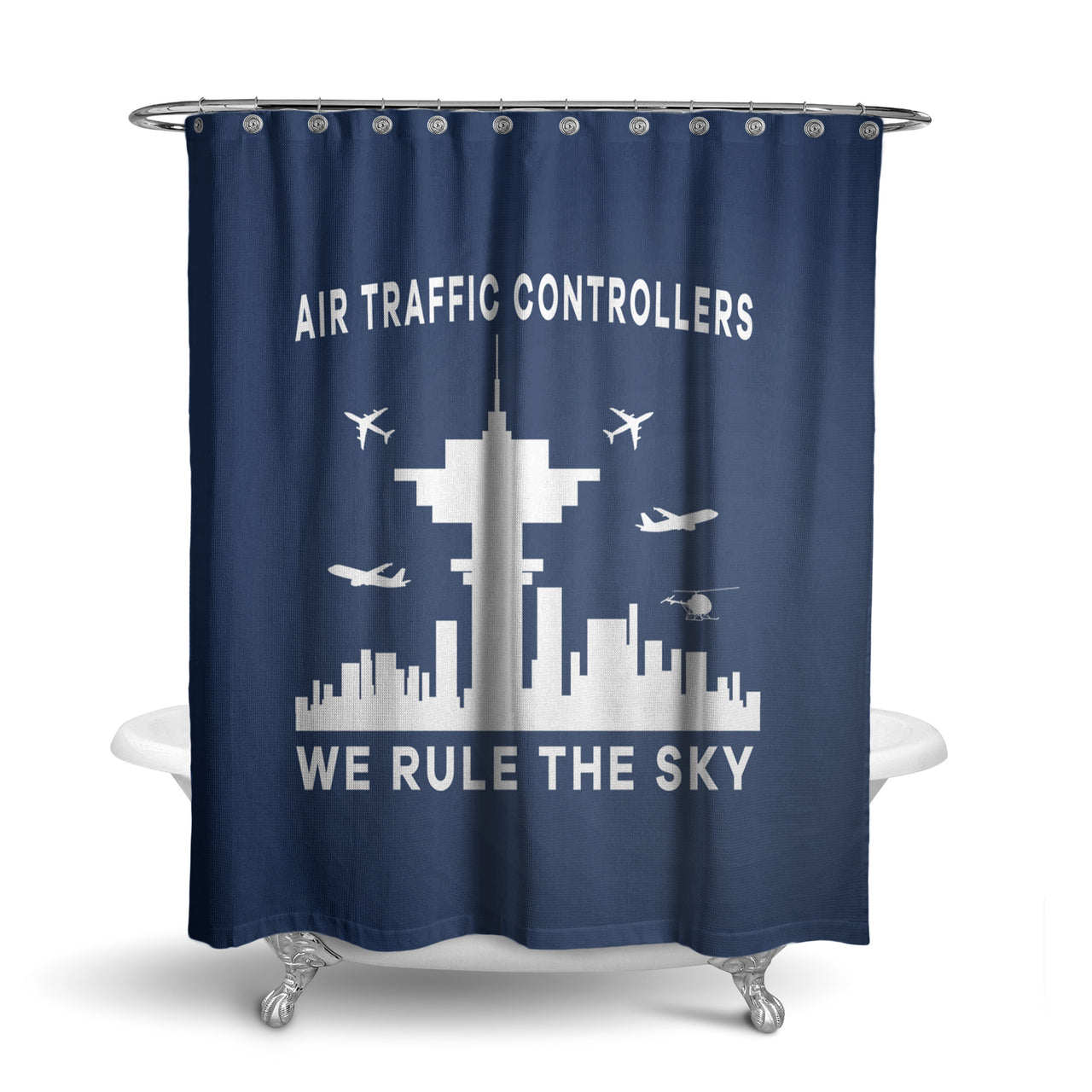 Air Traffic Controllers - We Rule The Sky Designed Shower Curtains