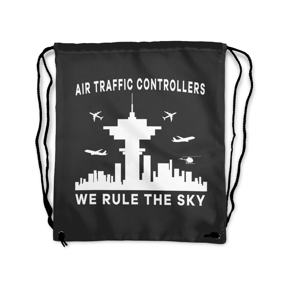 Air Traffic Controllers - We Rule The Sky Designed Drawstring Bags