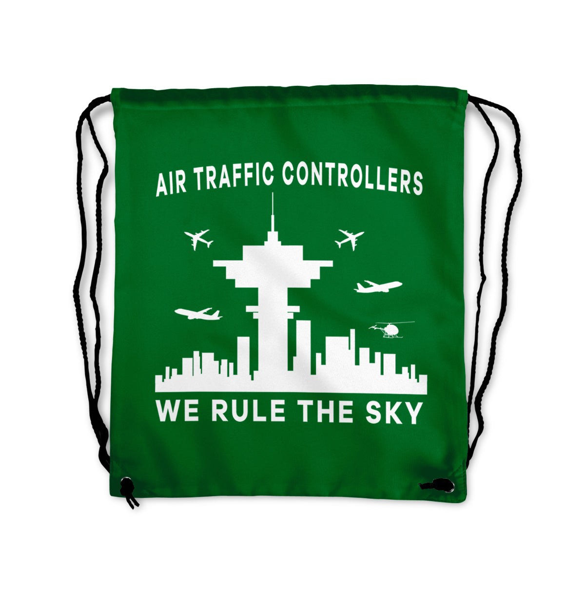 Air Traffic Controllers - We Rule The Sky Designed Drawstring Bags