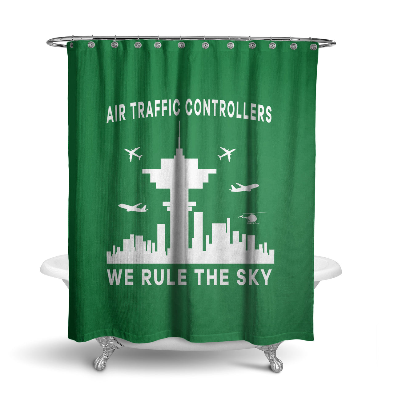 Air Traffic Controllers - We Rule The Sky Designed Shower Curtains