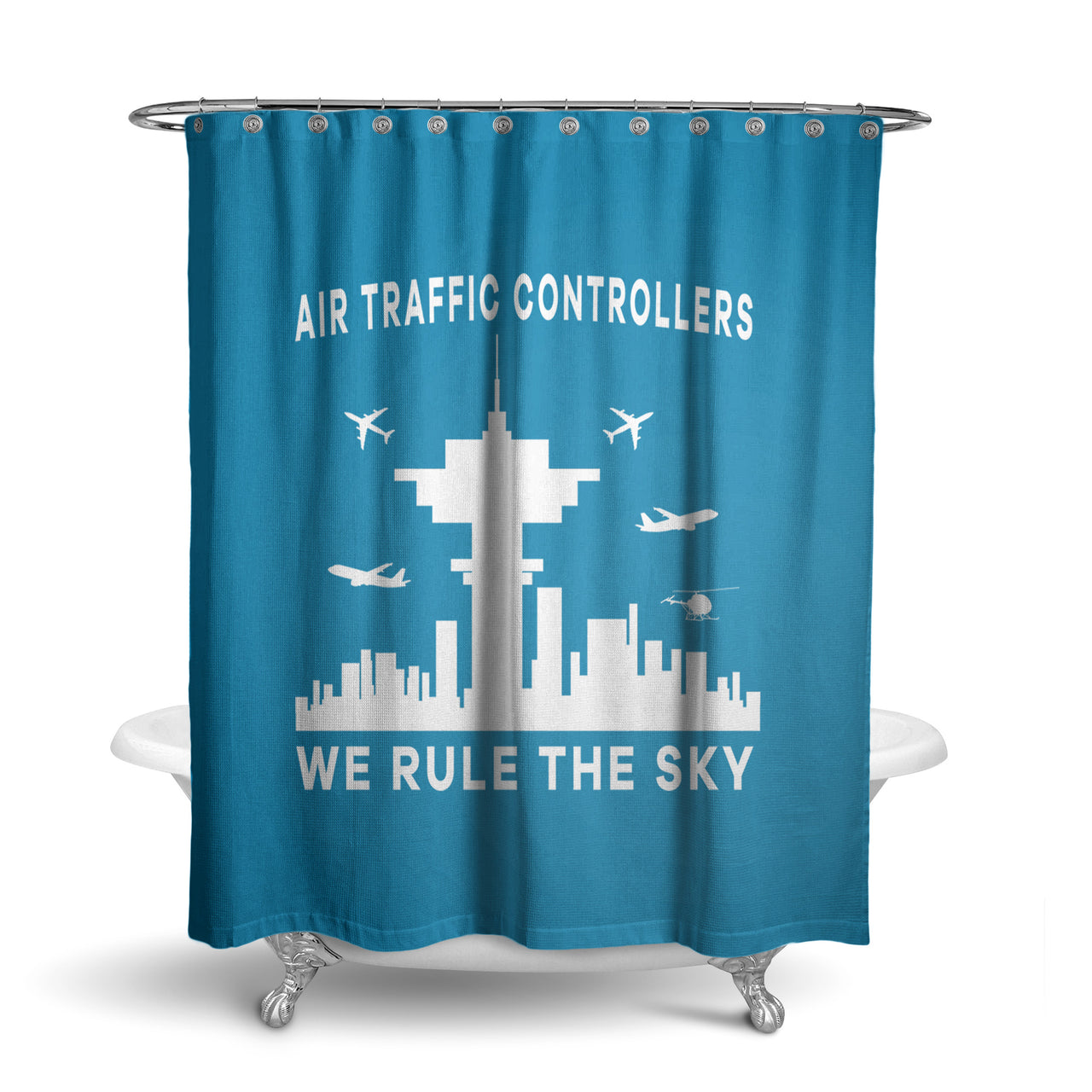 Air Traffic Controllers - We Rule The Sky Designed Shower Curtains