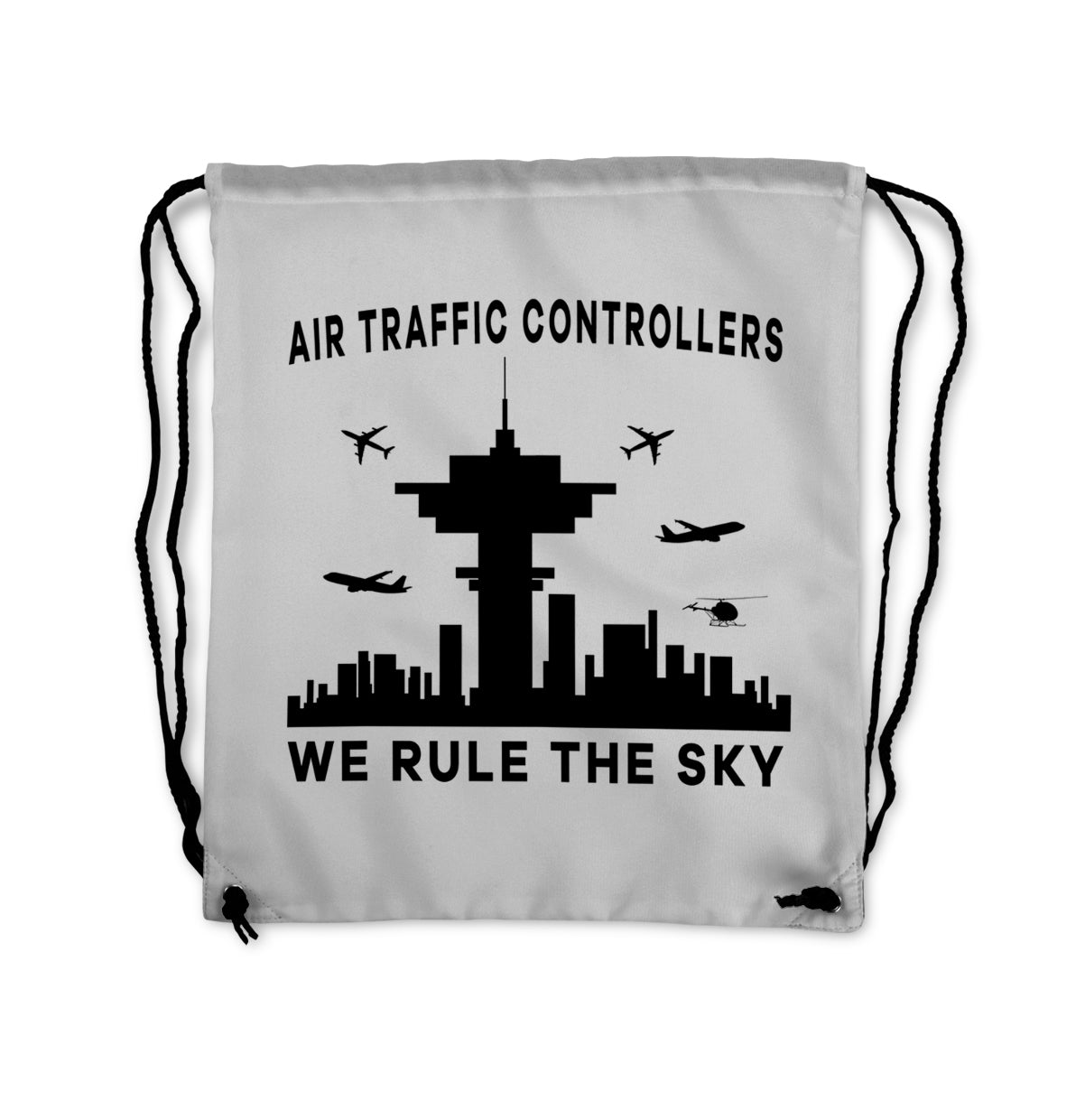 Air Traffic Controllers - We Rule The Sky Designed Drawstring Bags