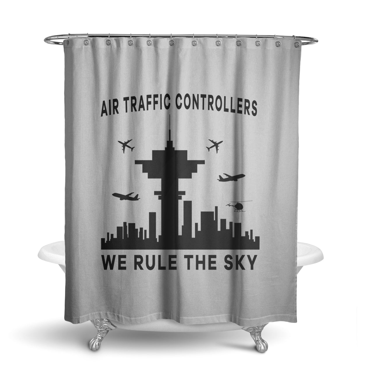 Air Traffic Controllers - We Rule The Sky Designed Shower Curtains