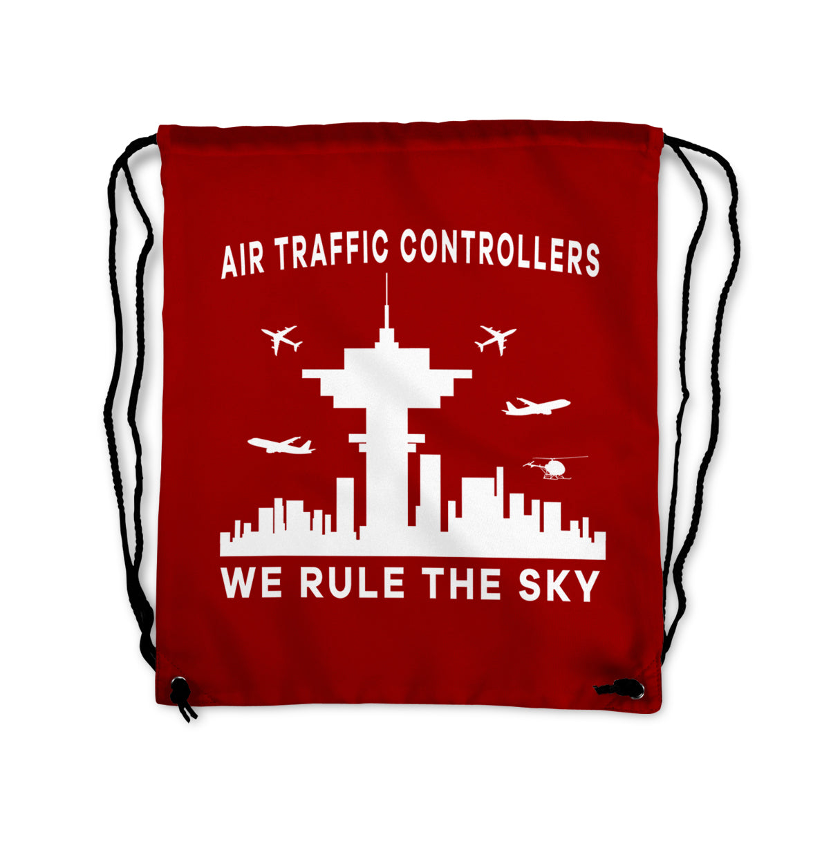 Air Traffic Controllers - We Rule The Sky Designed Drawstring Bags