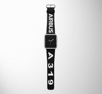 Thumbnail for Airbus A319 Flat Text Designed Leather Apple Watch Straps