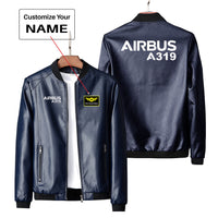 Thumbnail for Airbus A319 & Text Designed PU Leather Jackets