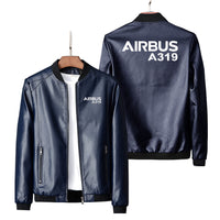 Thumbnail for Airbus A319 & Text Designed PU Leather Jackets