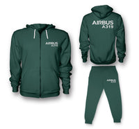 Thumbnail for Airbus A319 & Text Designed Zipped Hoodies & Sweatpants Set